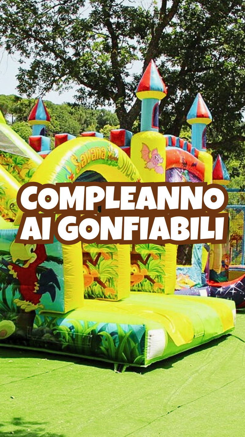 compleanno parco giochi bambini gonfiabili tappeti elastici