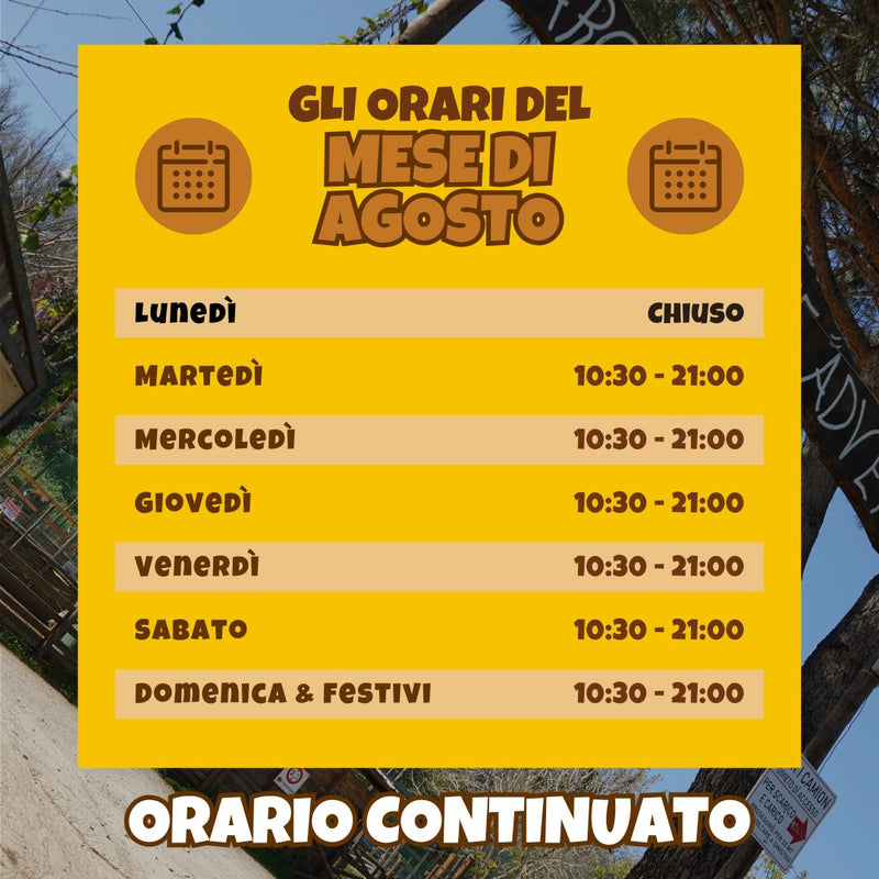 Orari e Giorni di Apertura del mese di Agosto